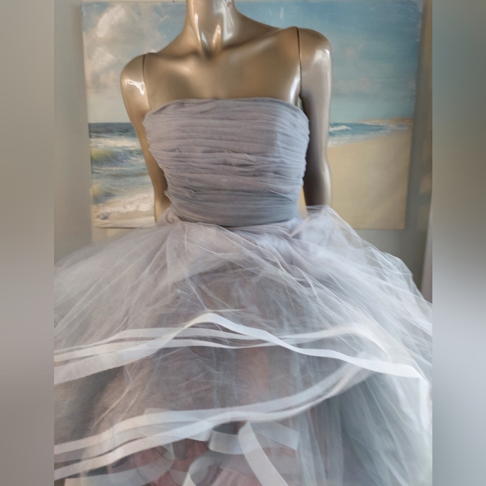 □$12,990 OSCAR DE LA RENTA CLOUD BLUE TULLE RUNWAY GOWN US 2 S - Picture 6 of 16
